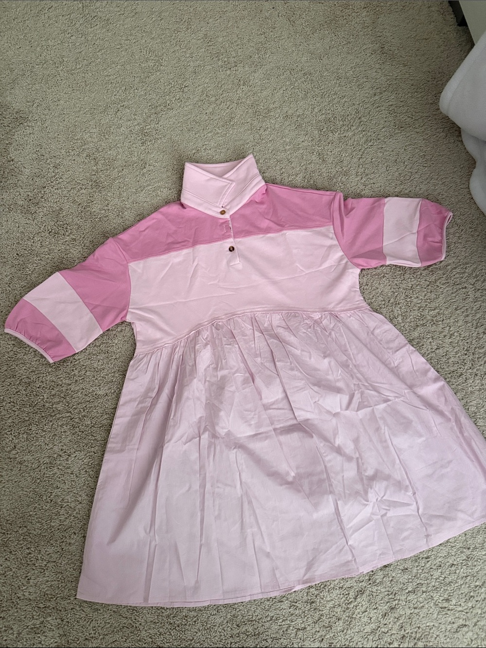 Pink Colorblock Polo Dress